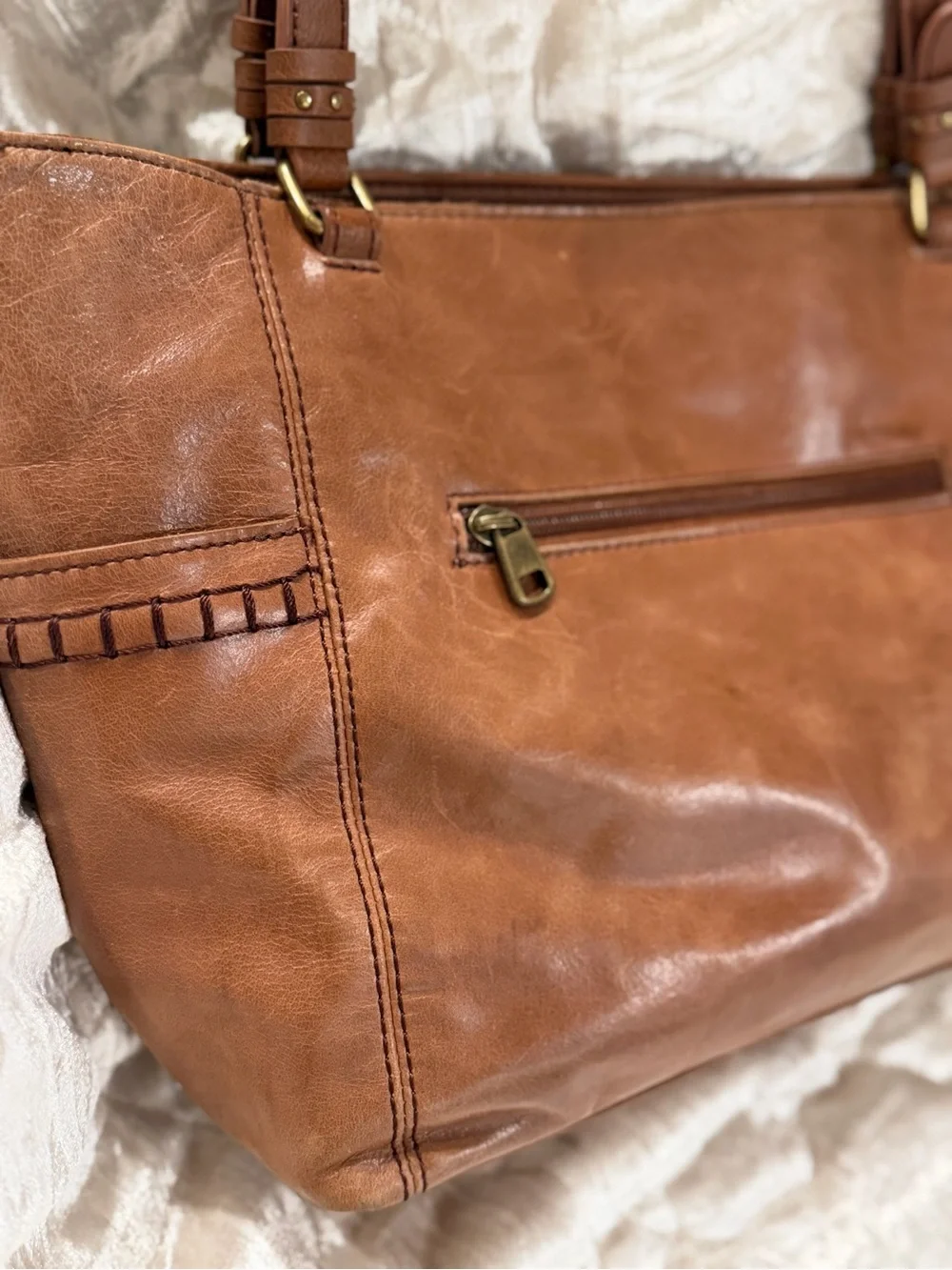 The Sak Sequoia Brown Embossed Leather Shoulder Tote